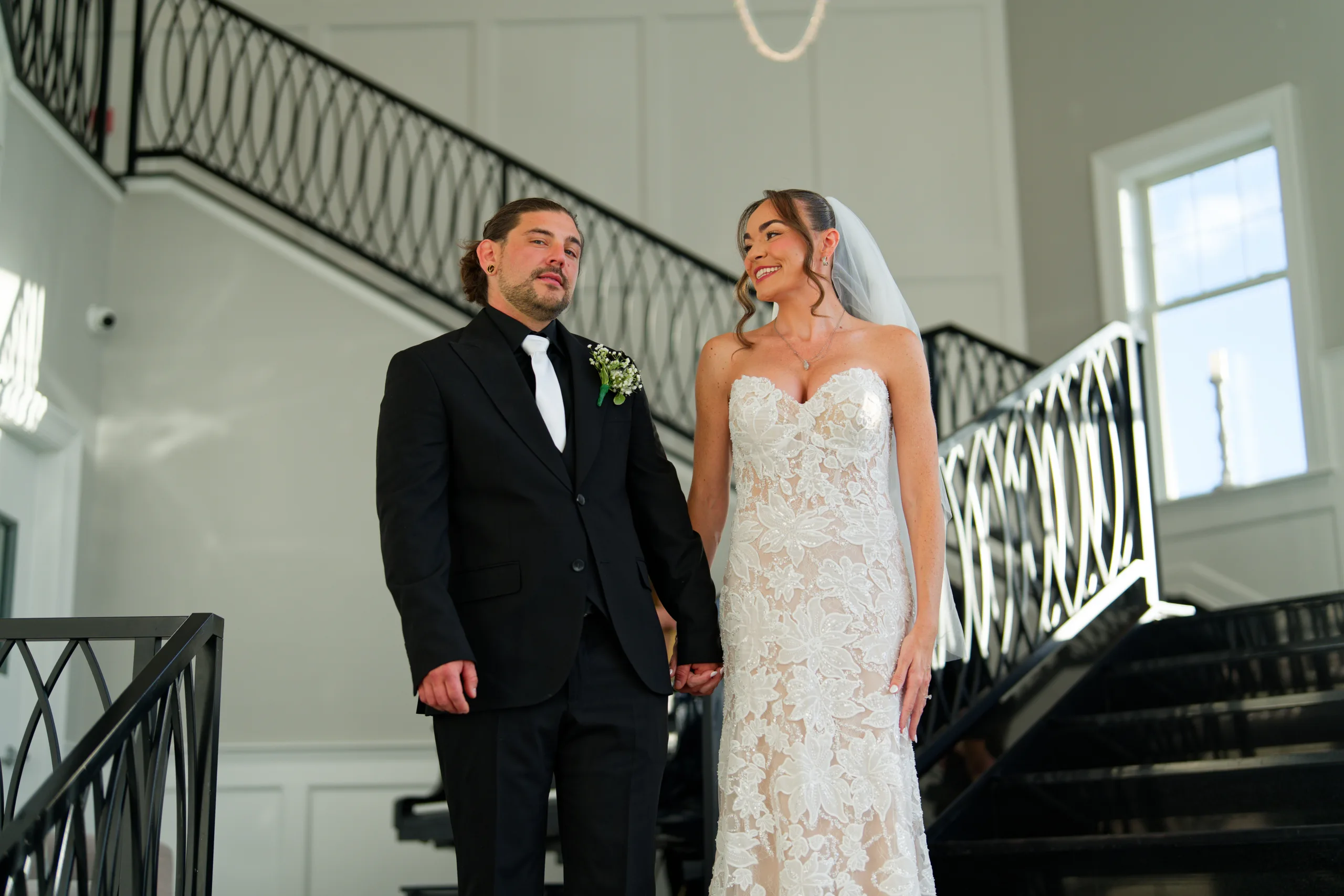 Couple together on a staircase